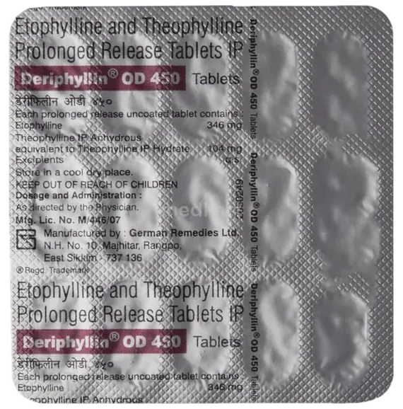 deriphyllin od 450mg tablet 10's